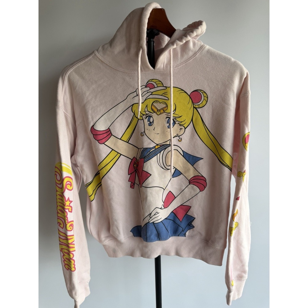 Sailor Moon Women's Crystal Sweatshirt Hoodie Size S, Pink, Graphic Print